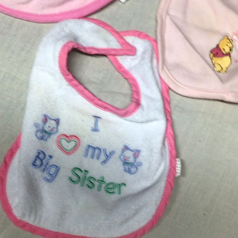 Disney Pink and White Big Sister Bib Trio